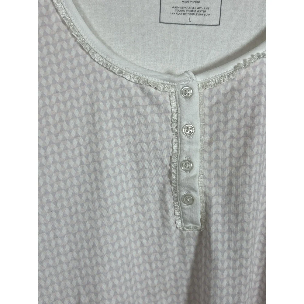 Lila & Hayes Womens 100% Pima‎ Cotton Nightgown L Soft Luxury Classic Sleepwear